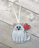 In The Hoop Valentine Cat w/Balloon Ornament Embroidery Machine Design