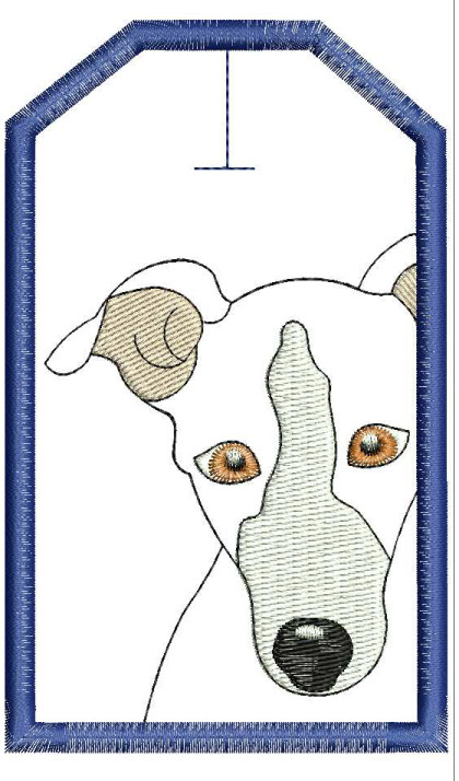 In The Hoop Greyhound Luggage Tag Embroidery Machine Design Newfound Applique