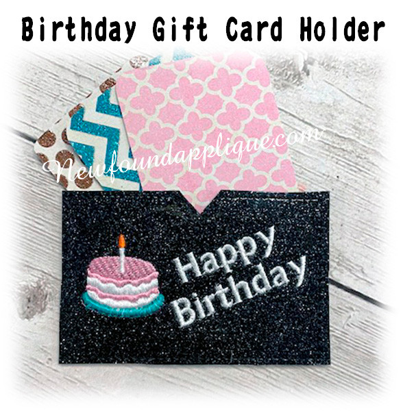 In The Hoop Birthday Card Gift Card Holder Embroidery Machine Design