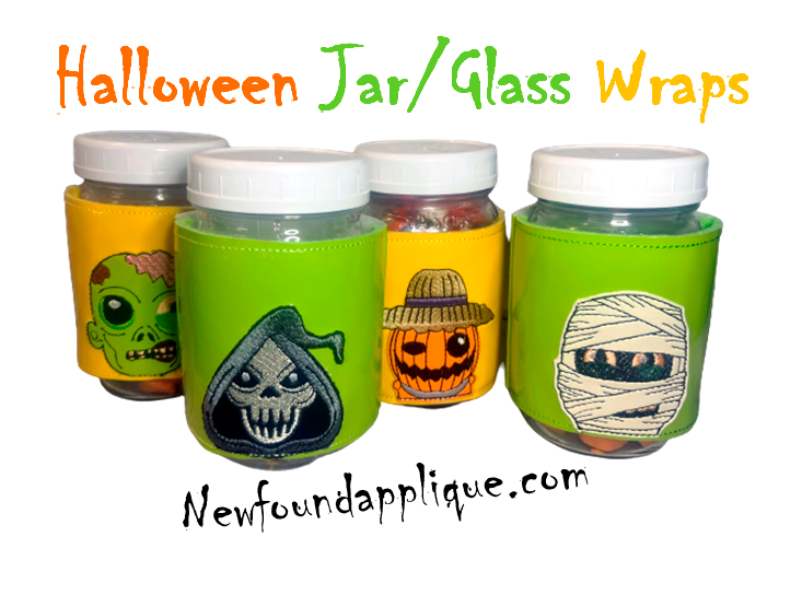 In The Hoop Halloween Jar Set Embroidery Machine Design Newfound Applique