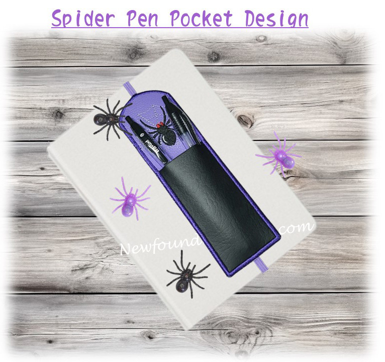 ITH Spider Pen Pocket Book Mark Embroidery Machine Design