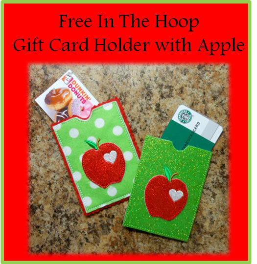 In The Hoop Gift Card Holder with Apple Embroidery Design
