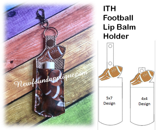 Football Lip Balm Holder Embroidery Machine Design