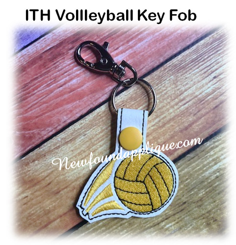 In The Hoop VolleyBall Key Fob Embroidery Machine Design - Newfound Applique