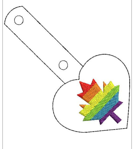 In The Hoop Canadian Heart Rainbow Maple Leaf Key Fob Embroidery ...