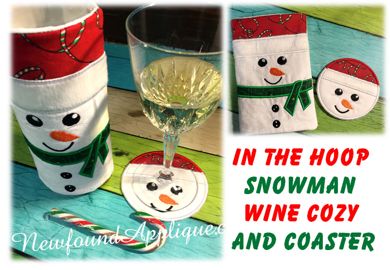 In The Hoop Wine Glass Cozy With Hearts Embroidery Machine Design