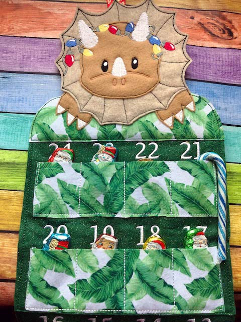 In The hoop Dino Advent Calendar Embroidery Machine Design Newfound