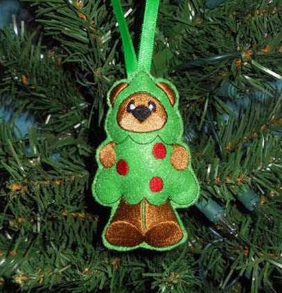In The Hoop Christmas Bear Tree Ornament Embroidery Machine Designs Newfound Applique