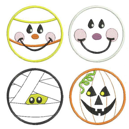 In The Hoop Halloween Coaster Embroidery Machine Design Set