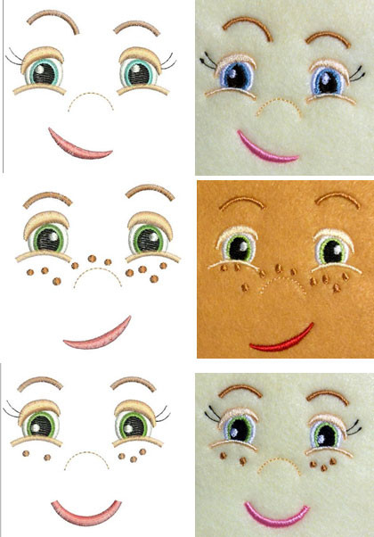 Doll Face Embroidery Machine Design Set Newfound Applique