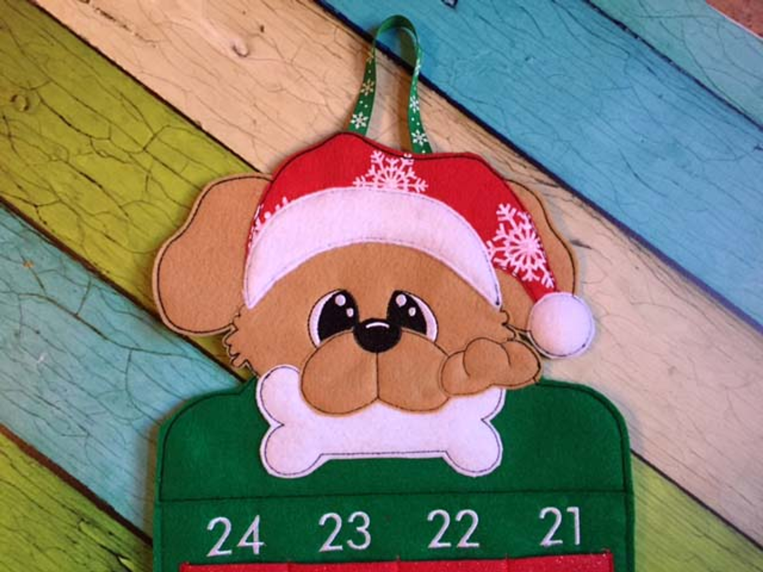 In The Hoop Advent Dog Calendar Embroidery Machine Design Newfound