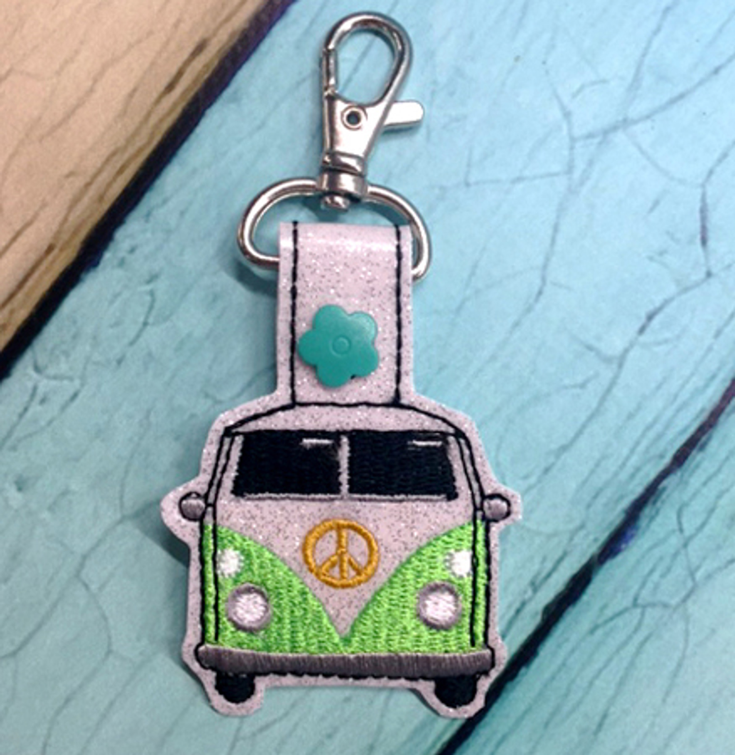 In The Hoop Peace Van Key Fob Embroidery Machine Design - Newfound Applique