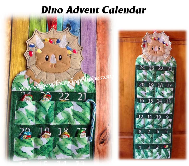 In The hoop Dino Advent Calendar Embroidery Machine Design Newfound