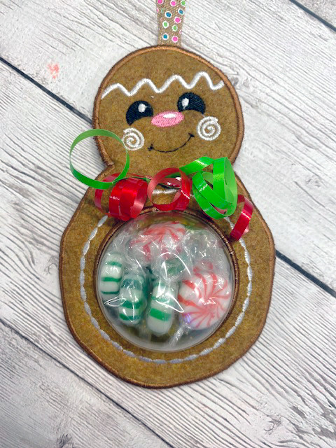In The hoop Gingerbread Candy Dome Holder Embroidery Machine Design