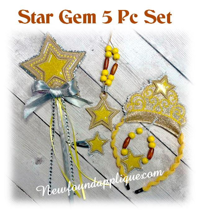 In The Hoop Star Gem Embroidery Machine Design Set Newfound Applique