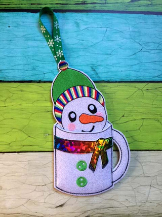 In The Hoop Snowman Cup Gift Card Holder and Ornament Embroidery ...