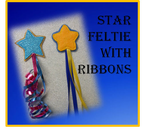 In The Hoop Star Feltie With Ribbon Embroidery Machine Design