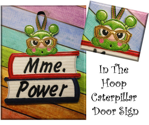 In The Hoop Caterpillar Door Sign Embroidery Machine Design