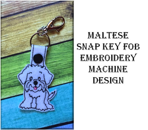 In The Hoop Maltese Key Fob Embroidery Machine Design