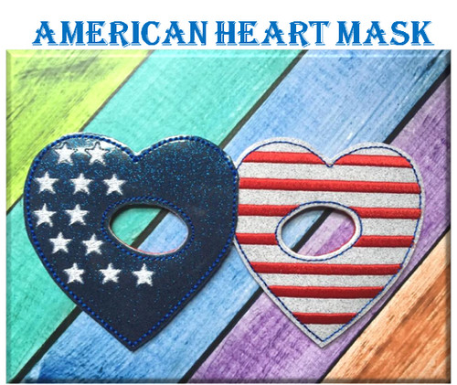 In The Hoop American Heart Child Mask Embroidery Machine Design