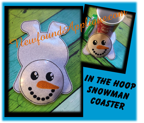 In The Hoop Flat Snowman Coaster Embroidery Machine Design