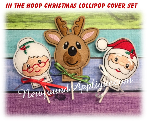 In The Hoop Christmas Lollipop Cover Embroidery Machine Design Set