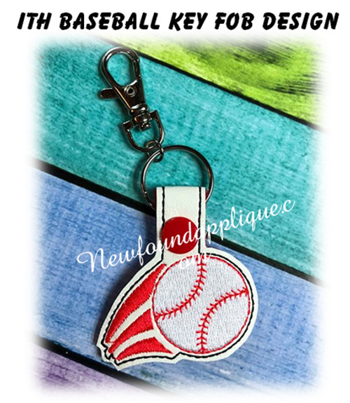 In The hoop Baseball Key Fob Embroidery Machine Design