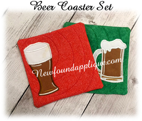 In The Hoop Beer Coaster Embroidery Machine Design Set