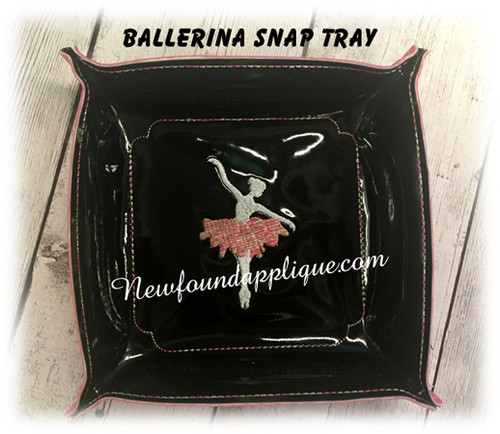 In The Hoop Ballerina Snap Tray Embroidery Machine Design