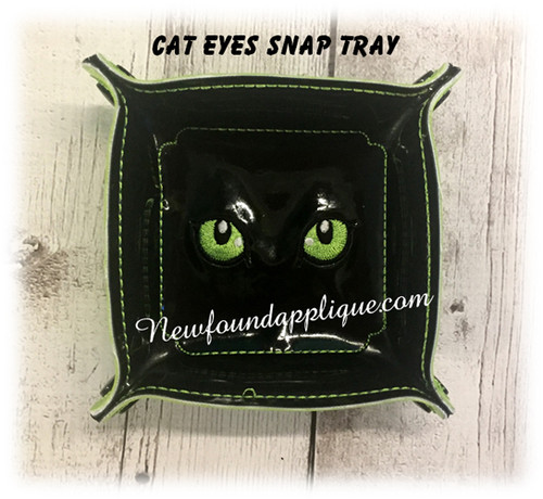 In The Hoop Cat Eyes Snap Tray Embroidery Machine Design