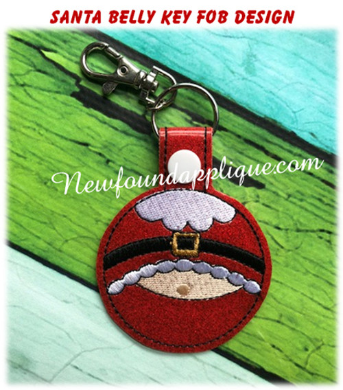 In the Hoop Santa Belly Key Fob EMbroidery Machine Design