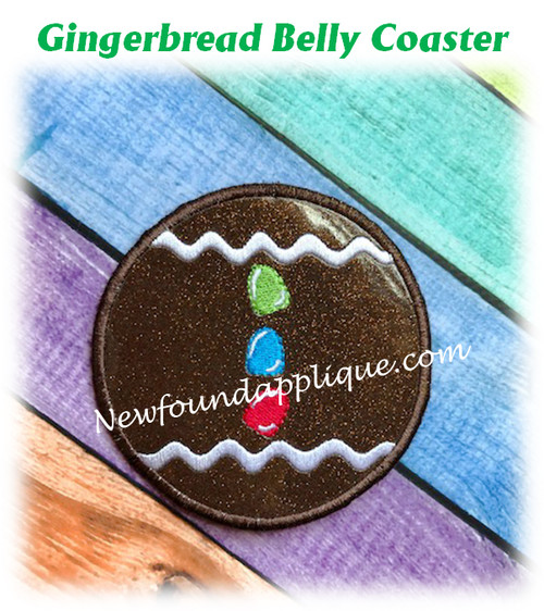 In The Hoop Gingerbread Belly Coaster Embroidery Machine Design