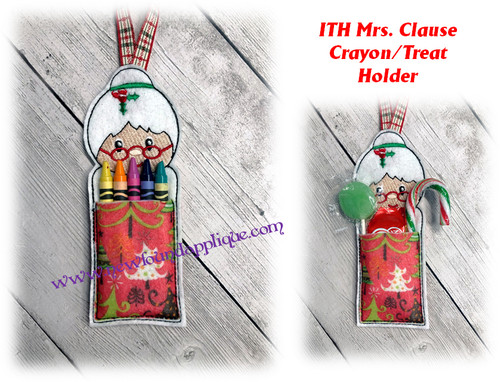 In The Hoop Mrs Claus Crayon/Treat Holder Embroidery Machine Design
