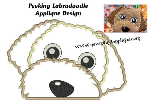 Peeking Labradoodle Applique Embroidery Machine Design