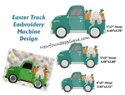 Easter Truck Embroidery Machine Design