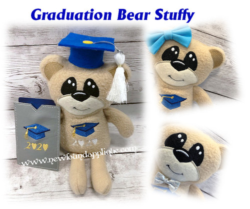 In The Hoop Graduation Bear with Gift Card Holder Embroidery Machine Design Set