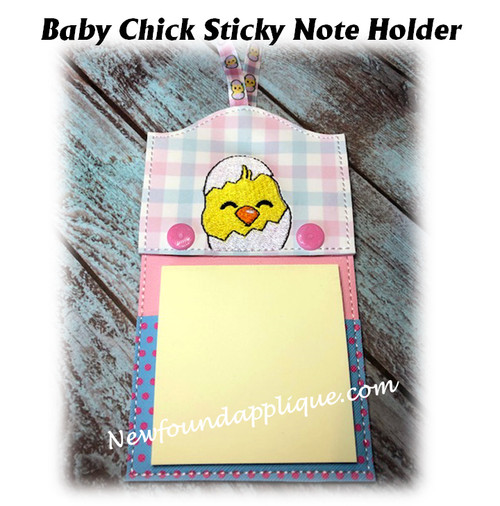 In The Hoop Baby Chick Sticky Note Holder Embroidery Machine Design