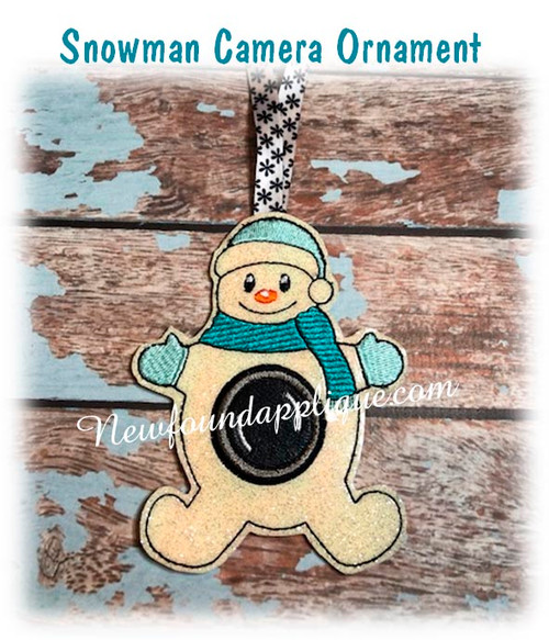 In The Hoop Snowman Camera Ornament Embroidery  machine Design