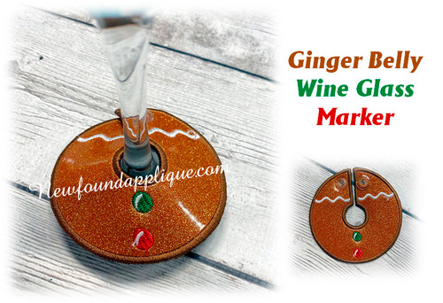 In The Hoop Ginger Belly Wine Glass Marker Embroidery Machine Design