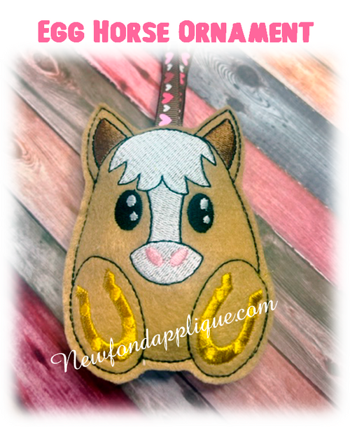 In The Hoop Egg Horse Ornament Embroidery Machine Design