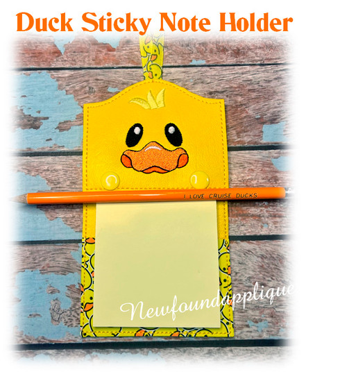 In The Hoop Duck Sticky Note Holder Embroidery Machine Design