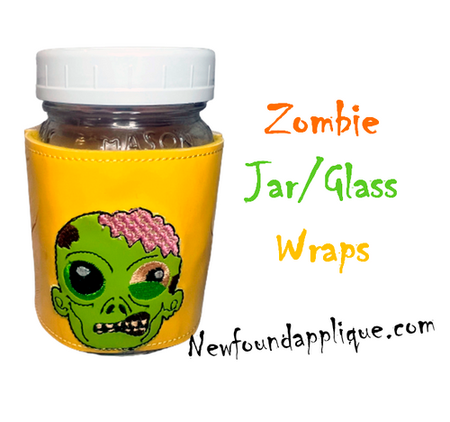 In The hoop Zombie Jar Wrap Embroidery Machine Design