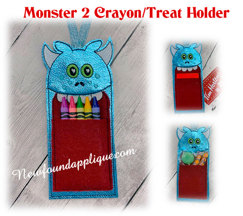 ITH Monster 2 Crayon Treat Holder Embroidery Machine Design