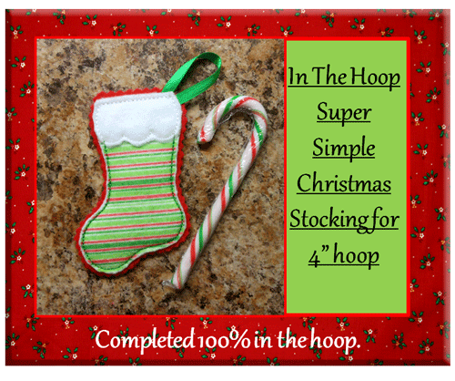 In The Hoop Stocking Embroidery Machine Design for 4x4 hoop