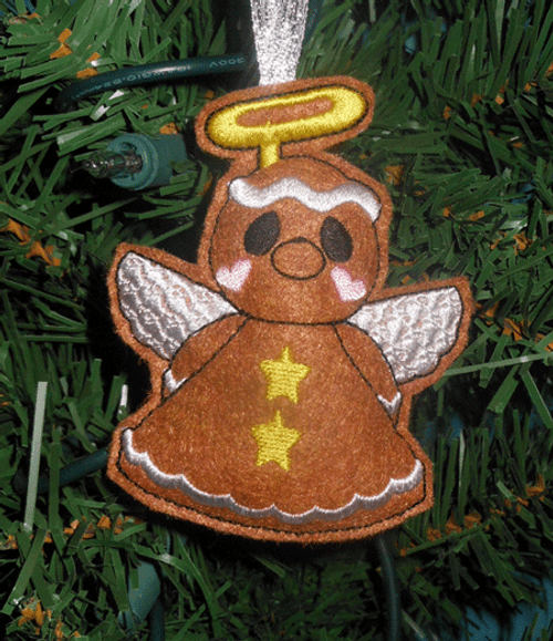 In The Hoop Sweet Ginger Amgel Ornament Embroidery Machine Design