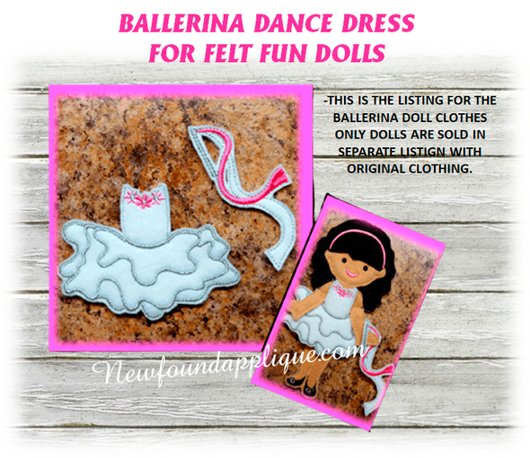 In The Hoop Ballerina Dance Recital Dress for Felt Fun Dolls