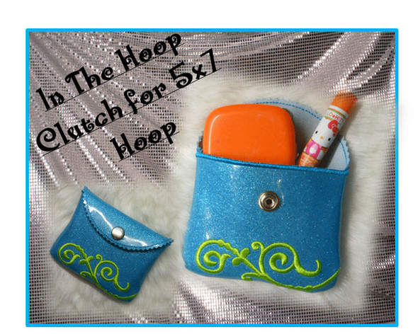 In The Hoop Clutch Bag for 5x7 hoop Embroidery Machine Design