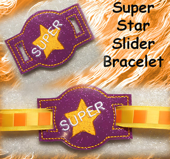 In The Hoop Ribbon Slider Bracelet Super Star Embroidery Machine Design