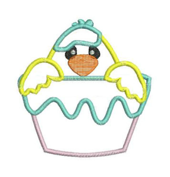 Chick in Paint cup 2 applique Embroidery Machine Design