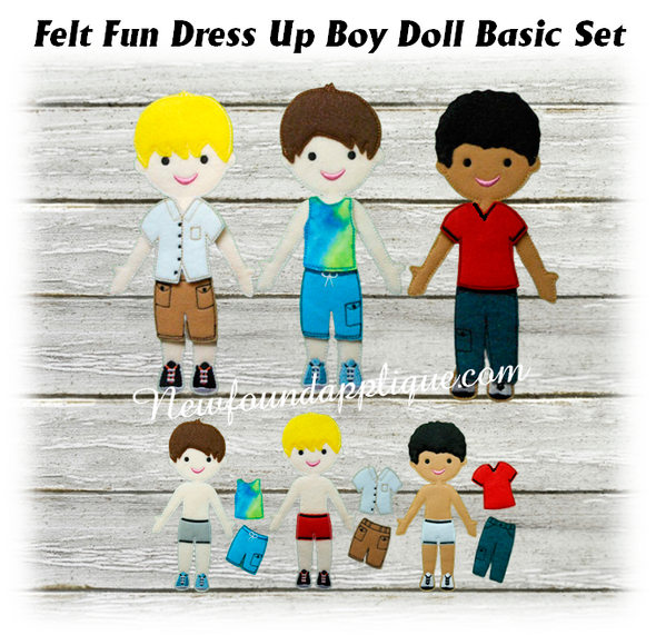 In The Hoop Felt Dress Up Fun Basic Boy Embroidery Machine Design Set